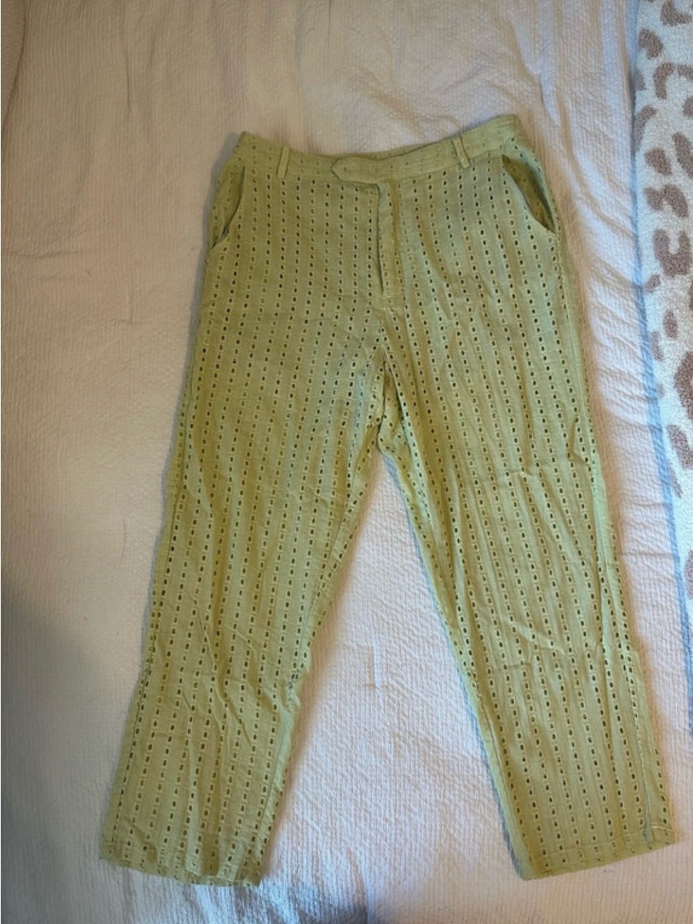 Le Lis Light Sage Eyelet Waist Pants